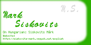 mark siskovits business card