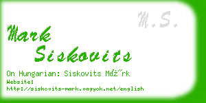 mark siskovits business card